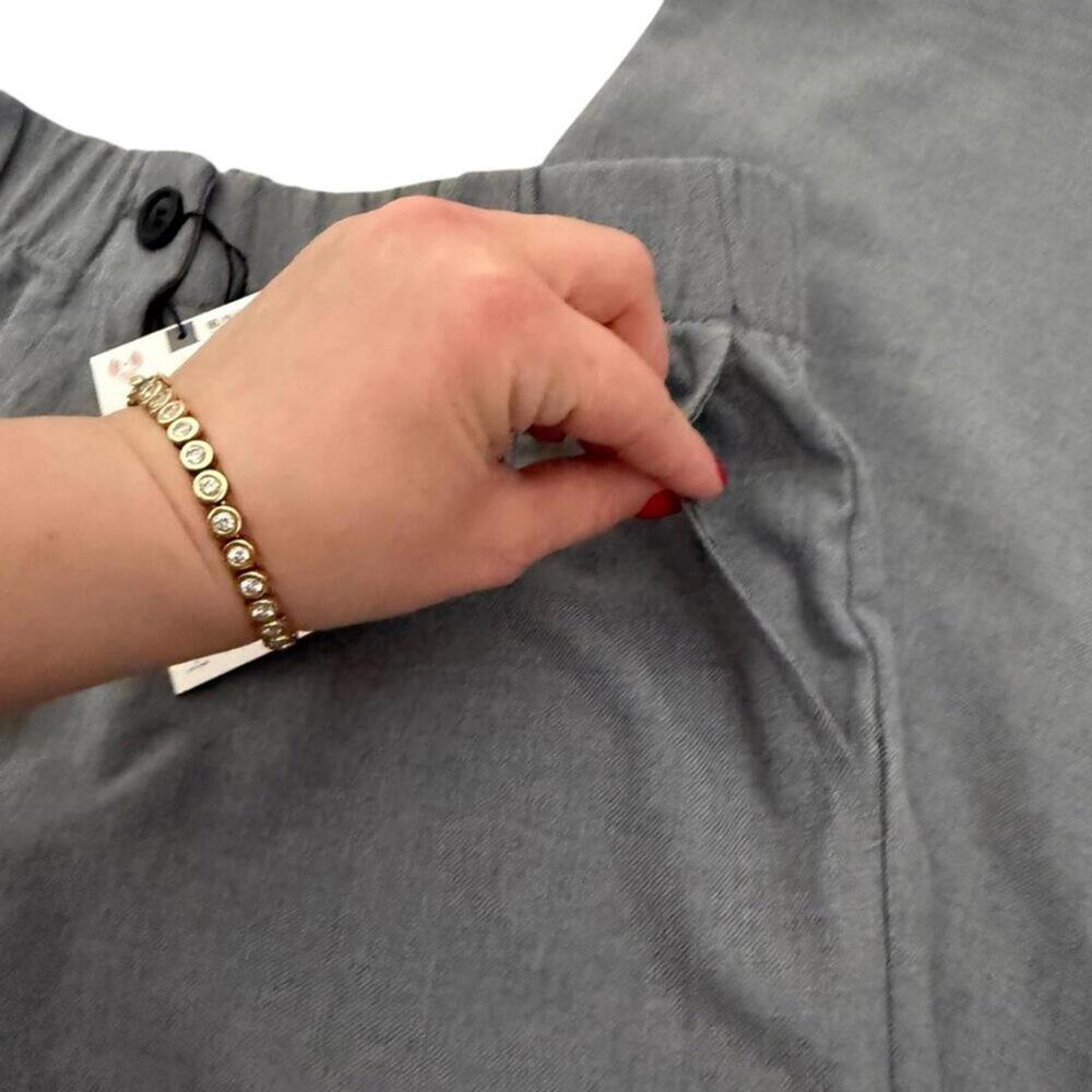 NWT ZARA Elastic waste back pockets straight ankle gray side 8372/317/803 Medium - Picture 8 of 11
